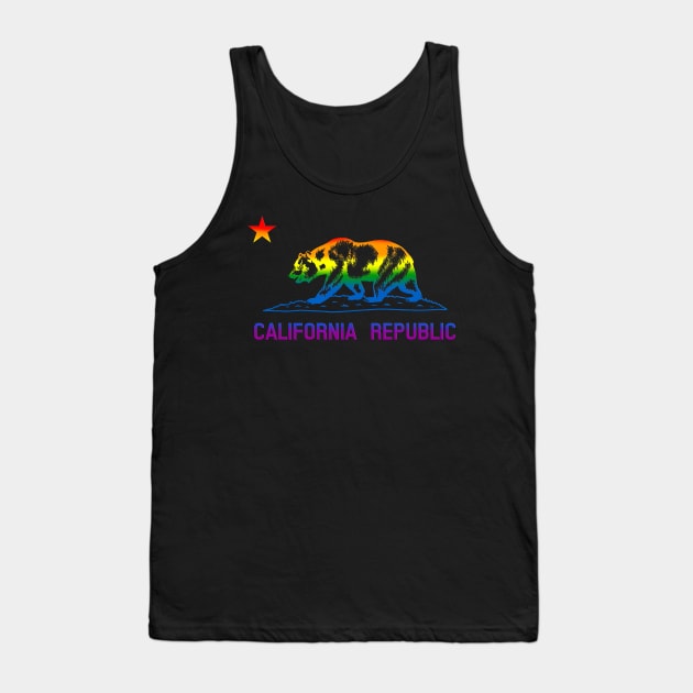 California Republic LGBTQ Gay Pride State Flag Tank Top by TeeCreations